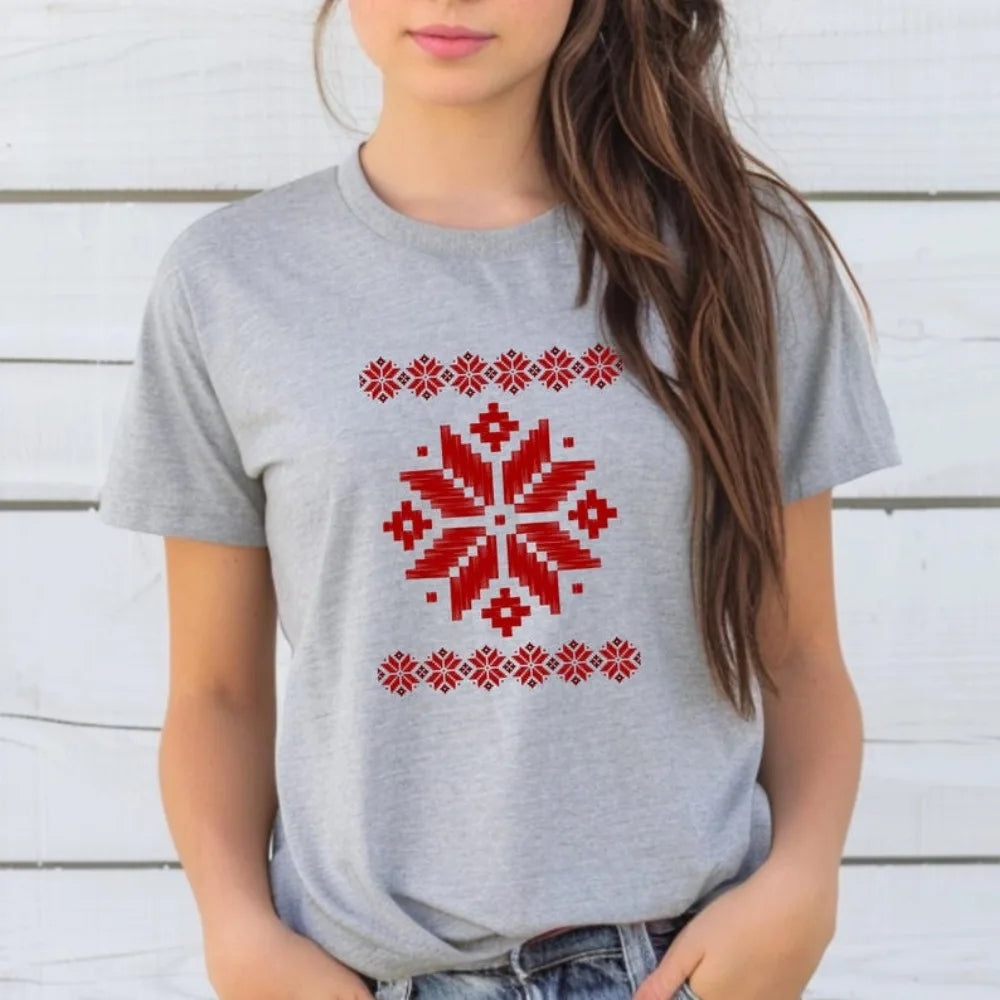 Shirt Ornament Print Shirt Ukraine Shirt Ukrainian T-shirt Gift for Women High Quality Cotton Tops Creativity Style