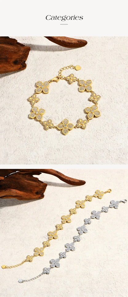 Plants Eternity Moissanite Bracelet for Women 925 Sterling Silver Adjustable Classical Tennis Chain Trendy Fine Jewelry