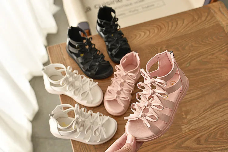 Size 21-36 Kids Sandals For Girl Summer Outdoor Beach Shoes Girls Gladiator Sandals Small Cute Bowknot Baby Toddler Girl Sandals