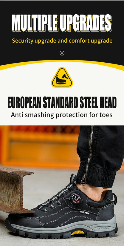 Men's Steel Head Safety Shoes Puncture And Smash Resistant Lightweight Sole Breathable Upper for Outdoor Workshop Work Shoes