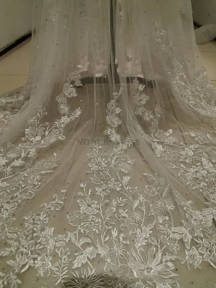 Pearls Appliques Long Sleeve Wedding Robe Jacket Robe Party Shawl BOLERO Bridal Cape Crystal Beaded Long Wedding Coat Customized
