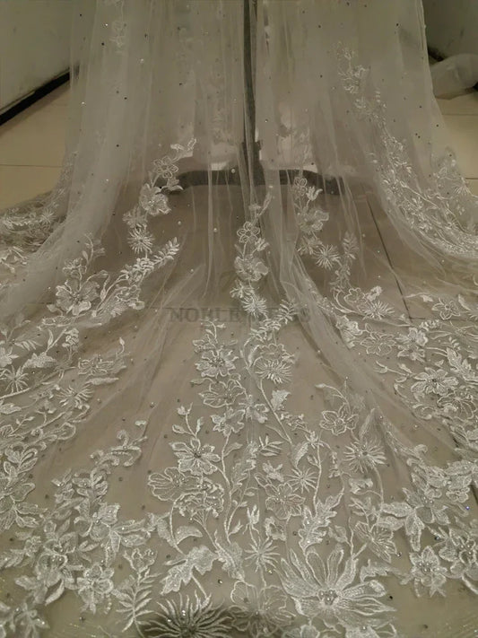 Pearls Appliques Long Sleeve Wedding Robe Jacket Robe Party Shawl BOLERO Bridal Cape Crystal Beaded Long Wedding Coat Customized