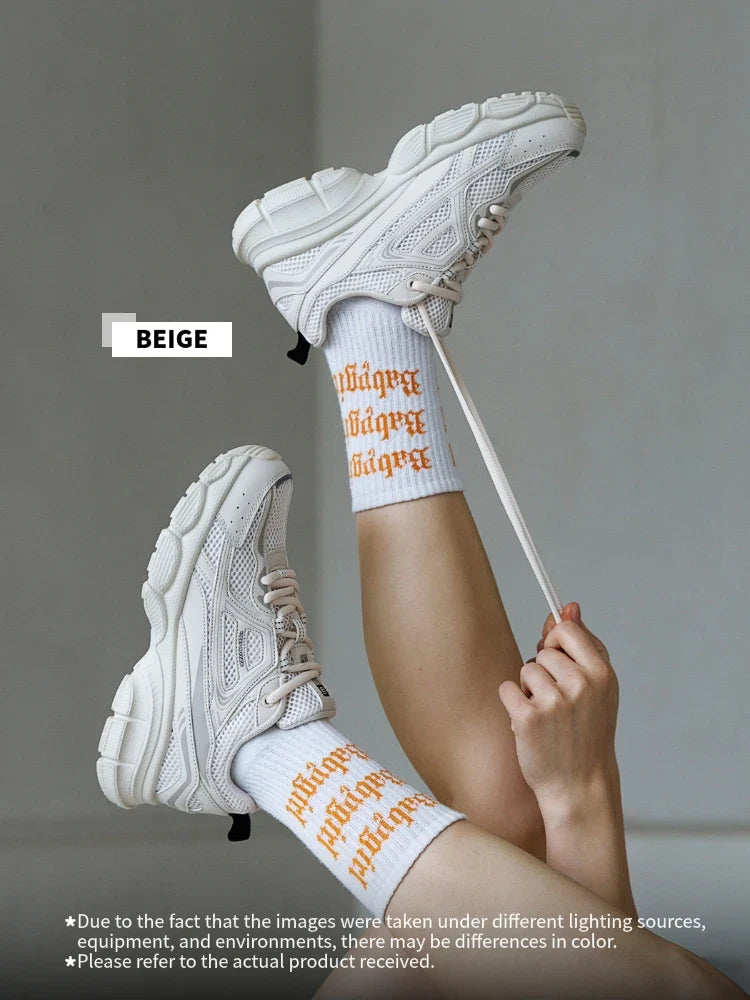 Tênis Esportivo Feminino para Exterior Leve Respirável para Corrida Tênis Casual Feminino de Malha Antiderrapante com Cadarço para Corrida