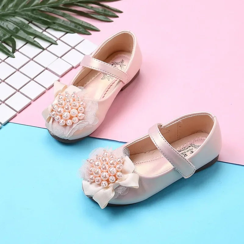 Girls Leather Shoes for Party Wedding Children Rhinestone Shoes Kids Princess Sweet Shoes 2025 Spring Autumn Brand Classic 26-38