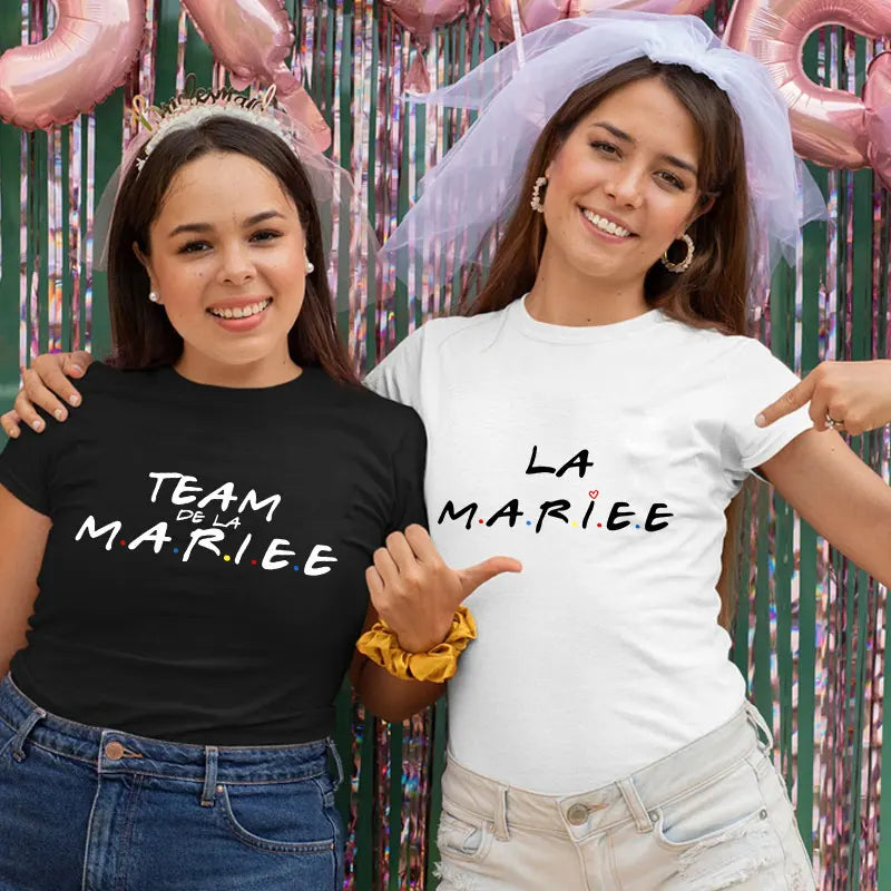 Friends Bachelorette EVJF Party T-shirt French Girls Single Farewell Tops Team Bride Bridesmaid Tees Bridal Shower Wedding Shirt