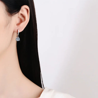 Trendy 3 Prong 0.5-2CT D Color Moissanite Diamond Drop Earrings for Women Wedding Fine Jewelry S925 Sterling Silver Earring
