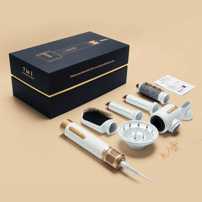 7 In 1 Hair Dryer Brush Brushless High Speed Hair Dryer with Diffuser Ionic Blow Dryer Hot Air Styling Comb Auto Hair Curler
