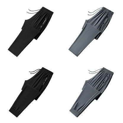 Men's Outdoor Running Fitness Fashion Trend Ice Silk Pants for Spring and Summer Windproof Breathable Lightweight Casual Pants