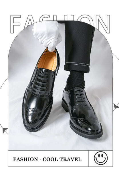Men Suit Casual Shoes Luxury Men Brogue Dress Shoes Formal Business Leather Shoes Men Brown Wedding Italian Banquet Shoe Size 46