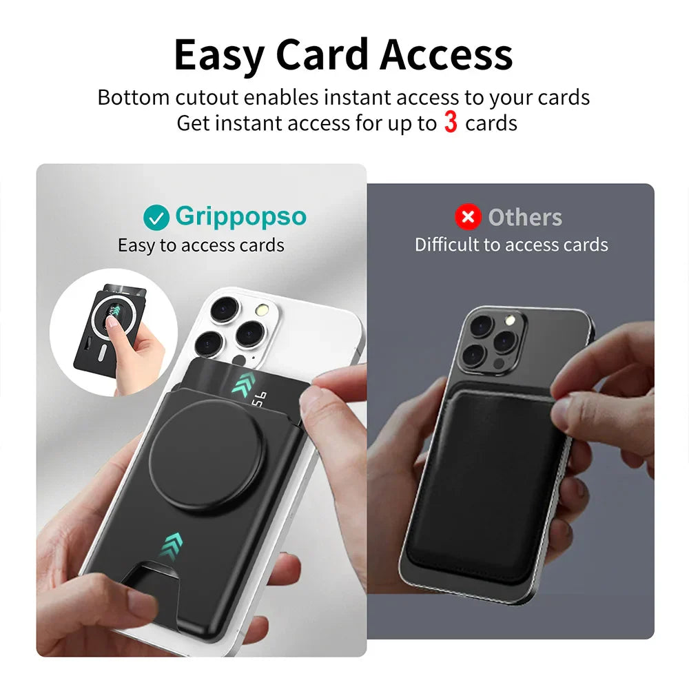 Universal Magnetic Wallet With Expanding Phone Grip,Phone Card Holder Solid SocketWallet For IPhone Samsung Wallets