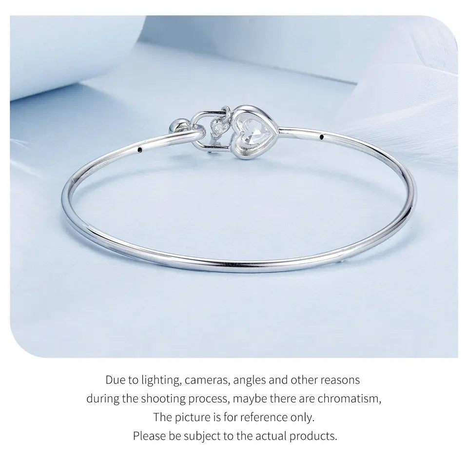 Dainty 925 Sterling Silver Lock Bar Bracelet for Women Delicate Thin Cuff Bangle Bracelet White Gold Plated Jewelry