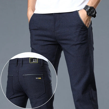 Classic Soft Grinding cotton Pants Men Business Casual Pants 2023 Autumn New Straight Slim Fashion Gray Black Brand Trousers