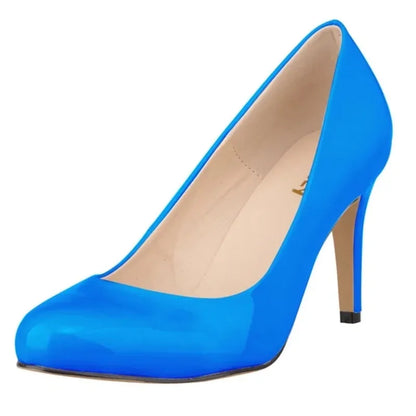 New Classic Women Pumps Sexy Round Toes 9cm Mid Med Kitten High Heels Shoes Spring Brand Design Black Red Dress Wedding Shoes