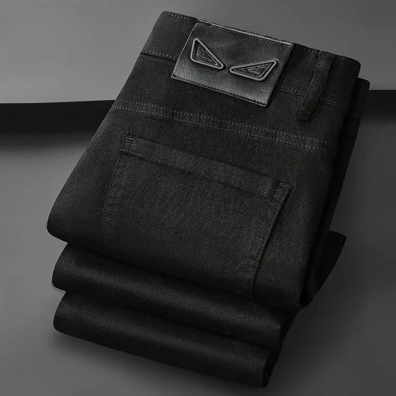 American Brand Men's Autumn Winter Straight-leg Slim Jeans High-quality Light Luxury Casual Versatile Fashion Korean Style Jeans