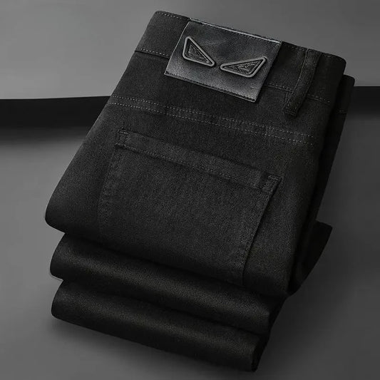 American Brand Men's Autumn Winter Straight-leg Slim Jeans High-quality Light Luxury Casual Versatile Fashion Korean Style Jeans