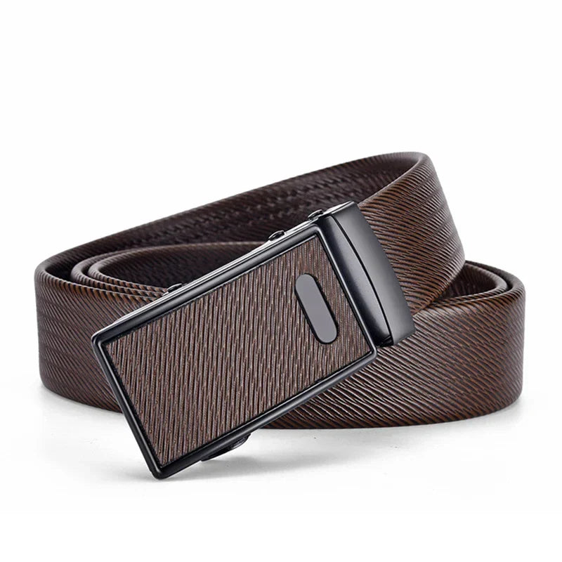 Men's leather belt with automatic buckle, Korean version trendy and casual middle-aged and young business leather pants belt