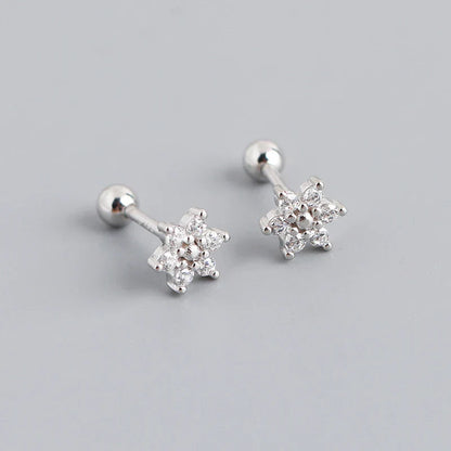 925 Sterling Silver Fashion Korean Petal Screw Bead Stud Earrings for Women Charm Ear Bone Piercing Jewelry Accessories
