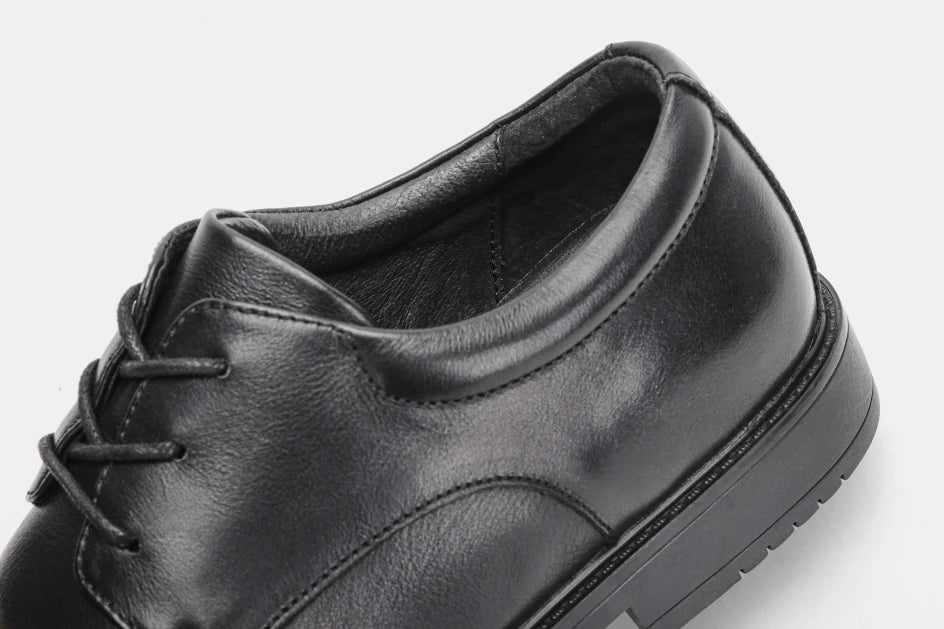 Men's Black Formal Dress Shoes Genuine Cow Leather Derby Shoes Pigskin Lined Ultra Soft Rubber Sole Formal Footwear
