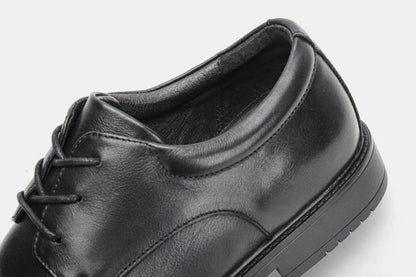 Men's Black Formal Dress Shoes Genuine Cow Leather Derby Shoes Pigskin Lined Ultra Soft Rubber Sole Formal Footwear