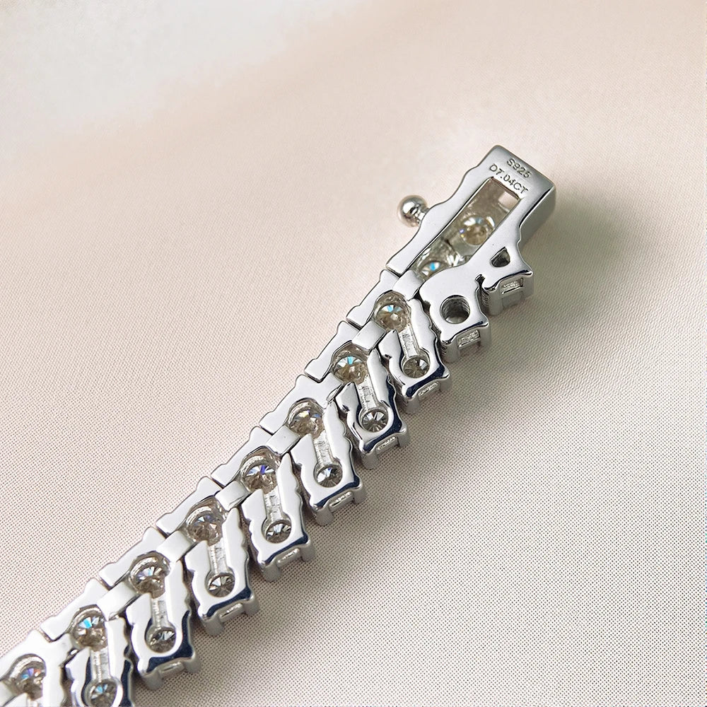Double Row Full 2.5/3mm Round Cut Moissanite Tennis Bracelet D Color Lab Diamond 925 Silver Women Man Link Bracelets Gift