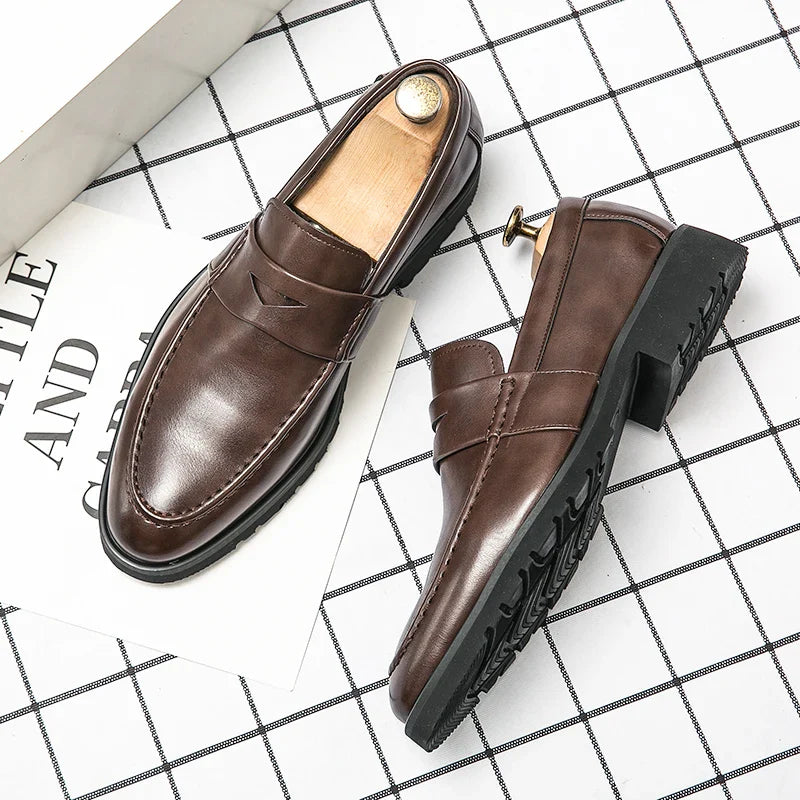 Mens Leather Designer Brand Casual Classic for Men Smile Breathable Office Loafers Formal Business Footwear Dress Shoes Flats 48