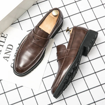 Mens Leather Designer Brand Casual Classic for Men Smile Breathable Office Loafers Formal Business Footwear Dress Shoes Flats 48