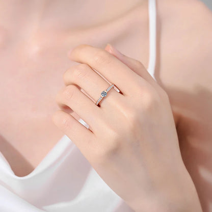 0.3ct D Color Moissanite Eternity Band Ring 925 Sterling Silver with Rose Gold Plated Wedding Rings For Women Jewelry