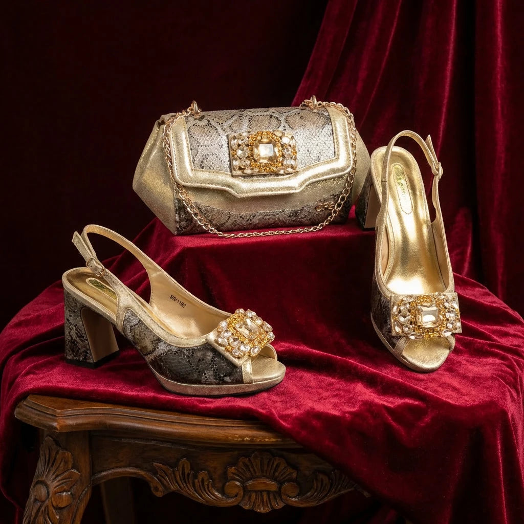 Italian Luxury Rhinestone Taro Royal Blue Open Toe High Heel Shoe And Bag Set for Women - Perfect for Parties Wedding
