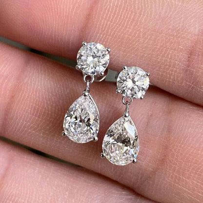 3cttw  Certified Oval/Round Cut Moissanite Diamond Drop Earrings for Women 100% 925 Sterling Silver Stud Earring Fine Jewelry