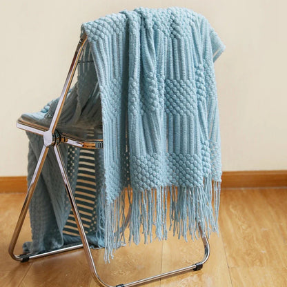 White Boho Throw Blankets Textured Big Knitted Blankets Chunky Vintage Luxury Throw Bedspread Blanket Cover Manta Para Sofá
