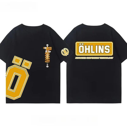 Motorcycle Shock Absorber Modified T-shirt Cotton Casual Trendy Brand Men's Women's Car Club Crew Neck Short-sleeved Top