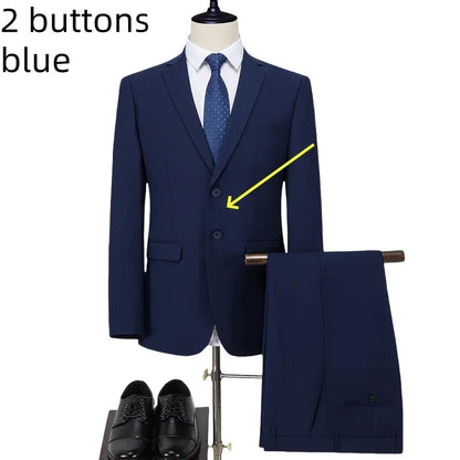 Terno S-8GG (Blazer + Calça) Masculino Moda Casual Ao Ar Livre Cavalheiro Negócios Casamento Slim-fit Formal Estilo Britânico Terno de Casamento