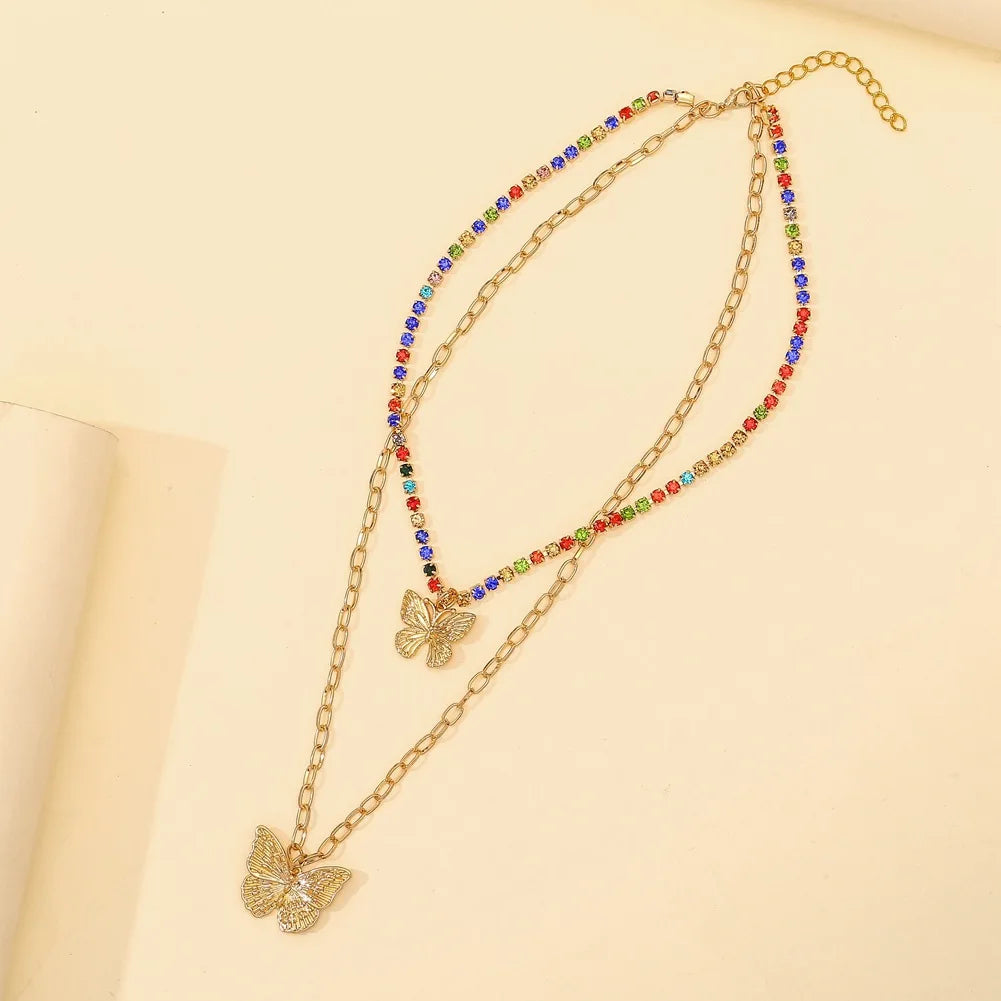 Korean Fashion Sweet Heart Shaped Necklace For Women Crystal Zircon Pendant Clavicle Chain Elegant Romantic Party Gift Jewelry