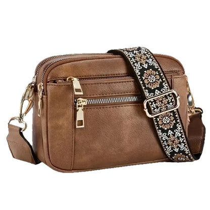 Retro fashion classic, women's multifunctional bag, zipper shoulder strap crossbody bag, small square bag, suitable for office w