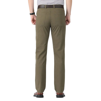 Dayton Olive Stretch Chinos:Mens Suit Pants Cotton Casual Stretch Male Trousers Long Straight High Quality Dress Pants 40 42 44