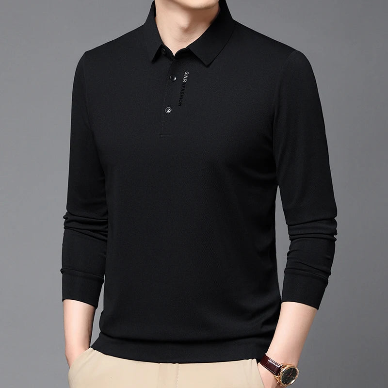 Polo Shirt Men's Spring and Autumn 2024 New Long Sleeved T-shirt Men's Business Casual Inner Top Base Shirt