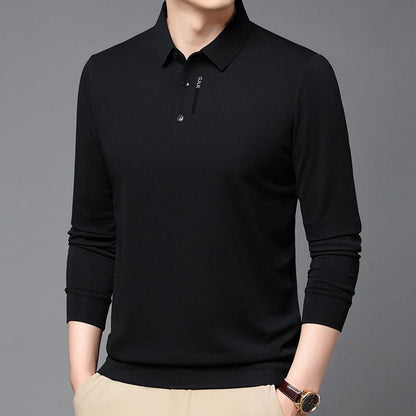 Polo Shirt Men's Spring and Autumn 2024 New Long Sleeved T-shirt Men's Business Casual Inner Top Base Shirt