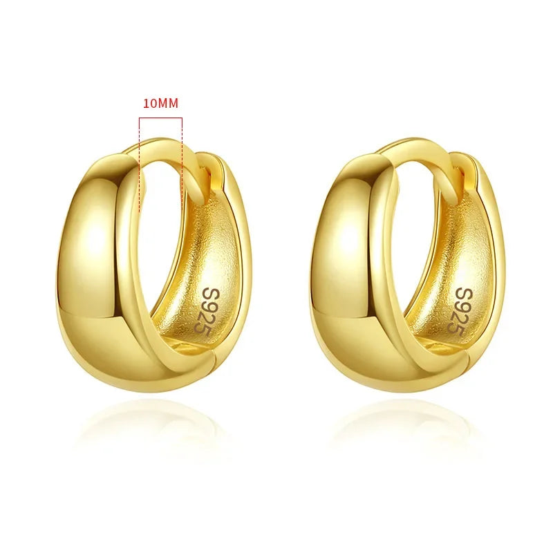 Real 925 Sterling Silve Fashion Inside Diameter 6 7 8 9 10mm Hoop Earrings For Women Men Personality Jewelry DG0132