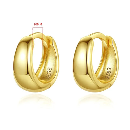 Real 925 Sterling Silve Fashion Inside Diameter 6 7 8 9 10mm Hoop Earrings For Women Men Personality Jewelry DG0132