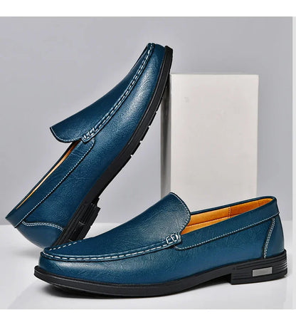 Genuine Leather Slip on Loafers Men Formal Dress Shoes Office Driving Wedding Party Mocasines Hombre Big Size Casual Shoes