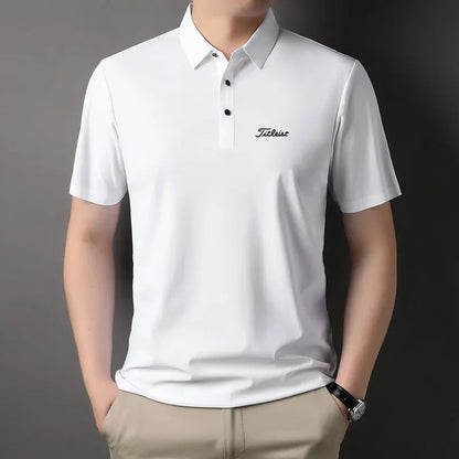 Men's Golf Outdoor Casual Polo Shirt T-Shirt Summer High-End Brand Cool and Breathable Fitness Sports Short Sleeve Top