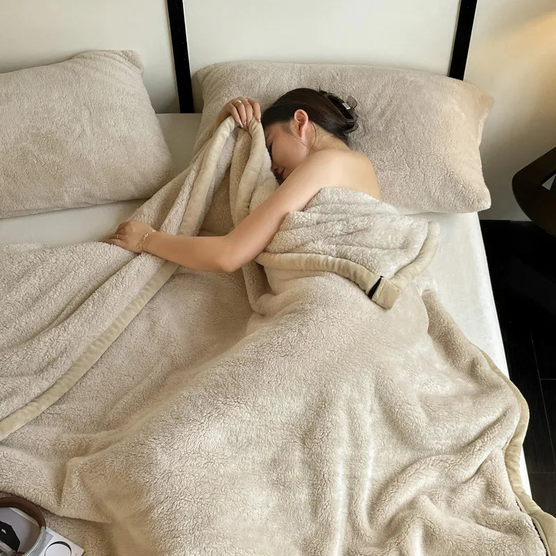 2025 New Comfortable Cotton Velvet Thickened Warm Coral Velvet Blanket Milk Velvet Long Velvet Light Luxury Blanket