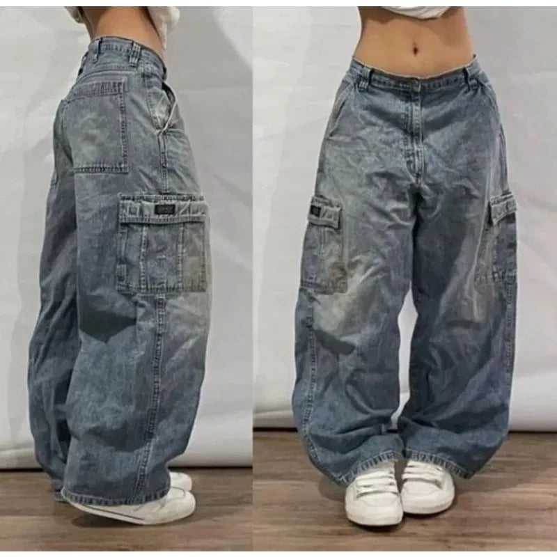 Streetwear New Fashion Oversized Printed Embroidered Baggy Jeans Women Y2K Gothic Harajuku Vintage Pop High Waist Wide Leg Pants