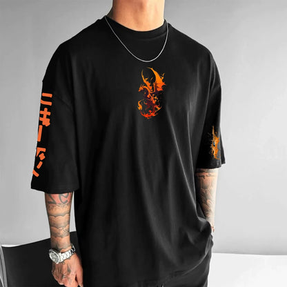 Print T-shirt 2025 Summer New Men's Street Wear Loose Casual Trend Versatile Children's Parent-child Wear Top