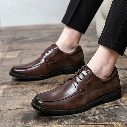 Men's Dress Shoes Classic Formal Leather Shoes For Men Square Toe Social Casual Business Shoes Man Party Wedding Leather Men