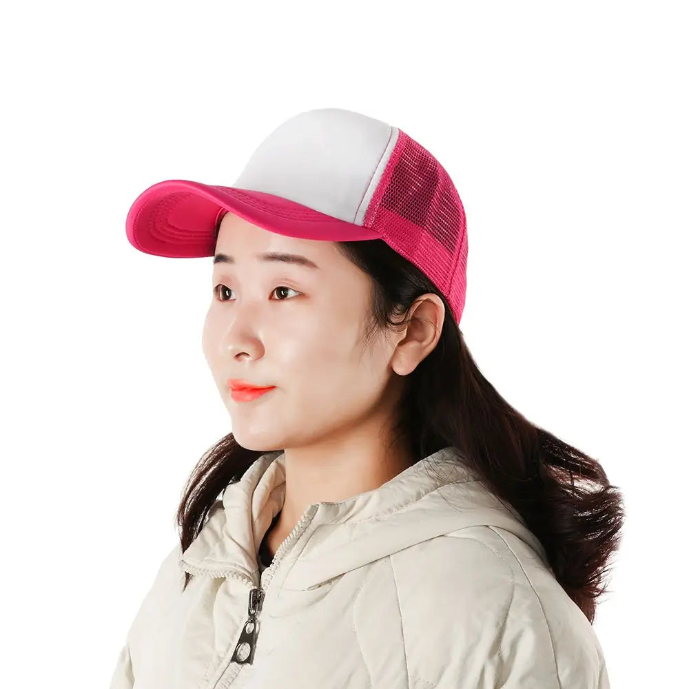 Fashion Unisex Plain Baseball Cap Adjustable Trucker Baseball Cap Snapback Mesh Curved Mens Womens Sun Summer Hat