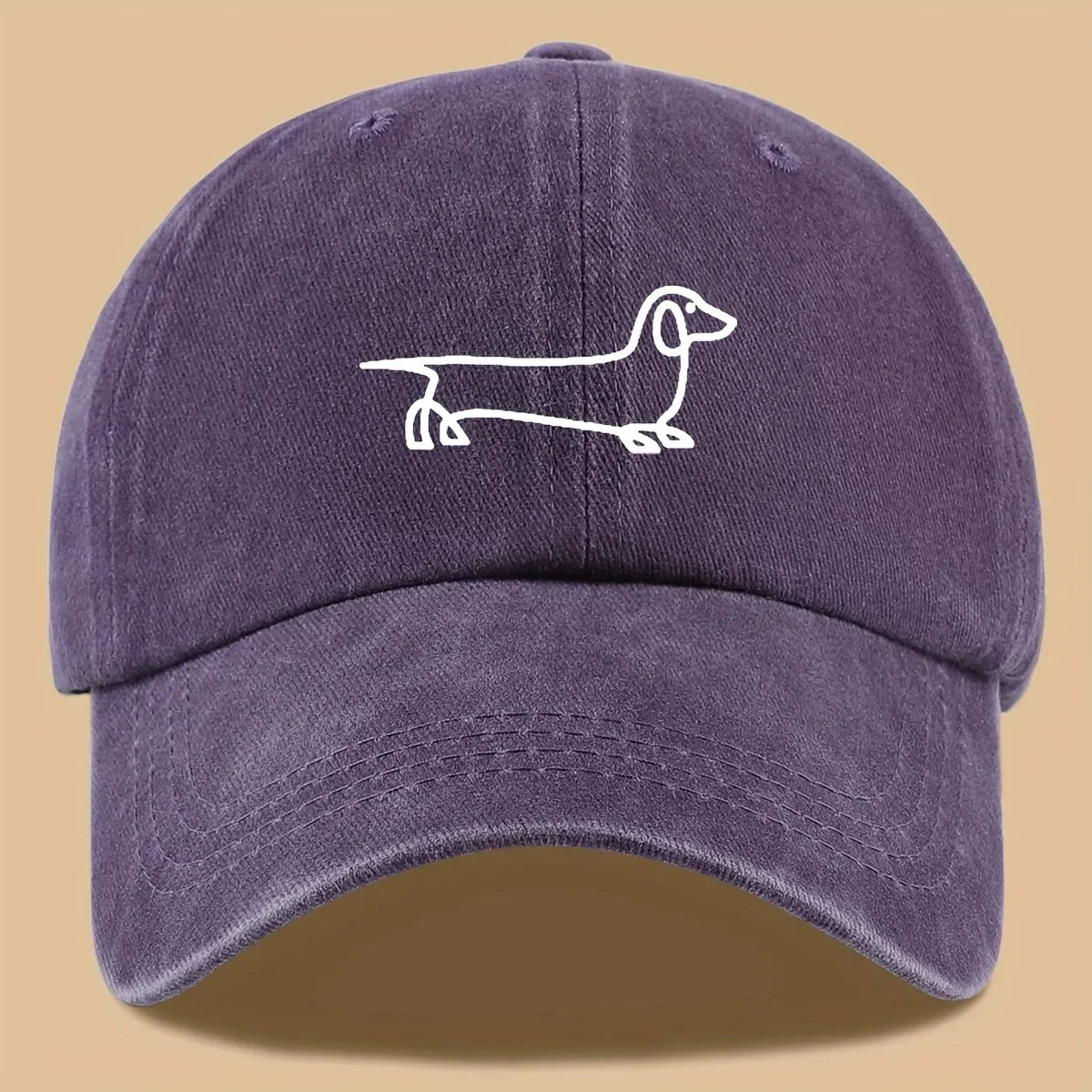 Simple dog print baseball cap, versatile for both men and women, suitable for outdoor travel as a hat for pet enthusiasts
