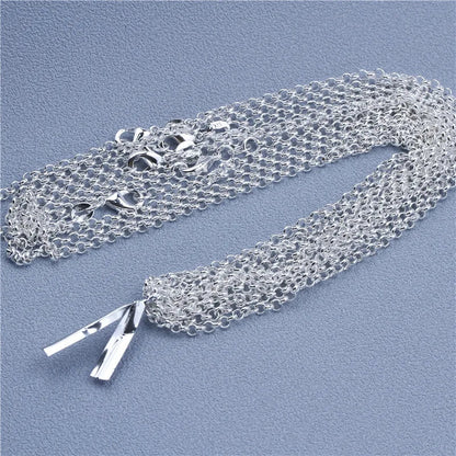 1pcs 925 Sterling Silver 16-30 Inches Rolo Bead Figaro Chain Necklace for Men Women 9 Designs Fashion Jewelry