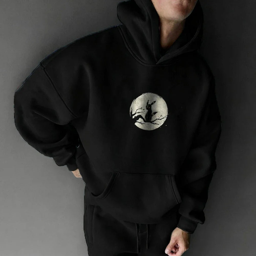 Handheld Game Umbreon Printed Men's Jumper  Spring/Autumn New Loose Daily Gym Sports American Hip Hop Sweater Top