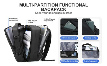 Men Backpack Business Travel Backpack Carry on Waterproof Expandable Backpacks Large Capacity Weekend Traveler Laptop Bag